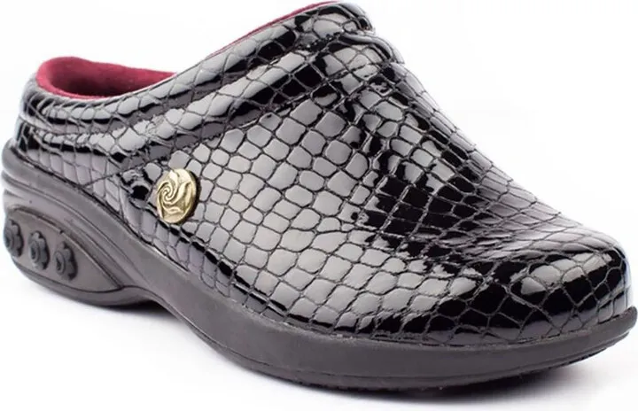 Molly Womens Leather Animal Print Clogs