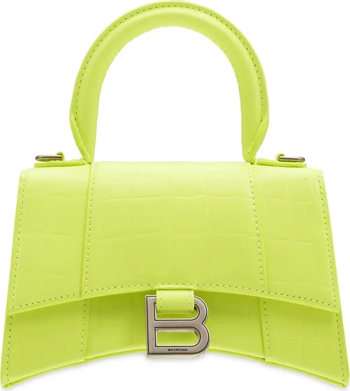 XS Hourglass croc embossed leather bag