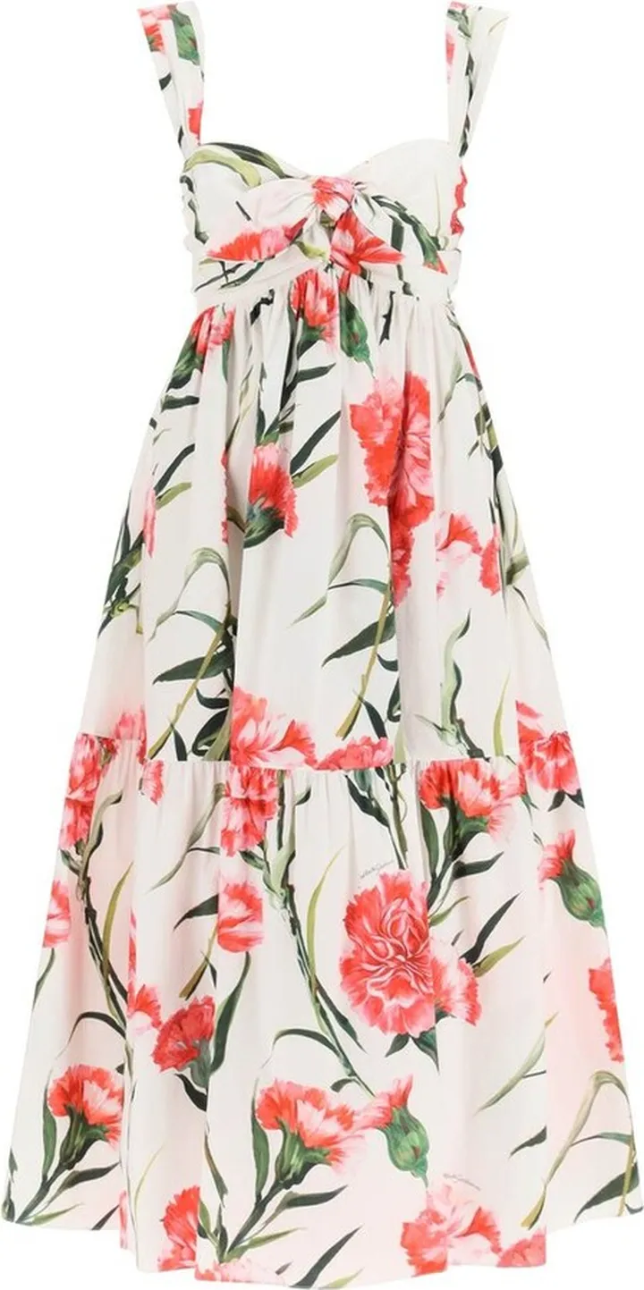 Dolce & Gabbana Carnation-Printed Sleeveless Midi Dress