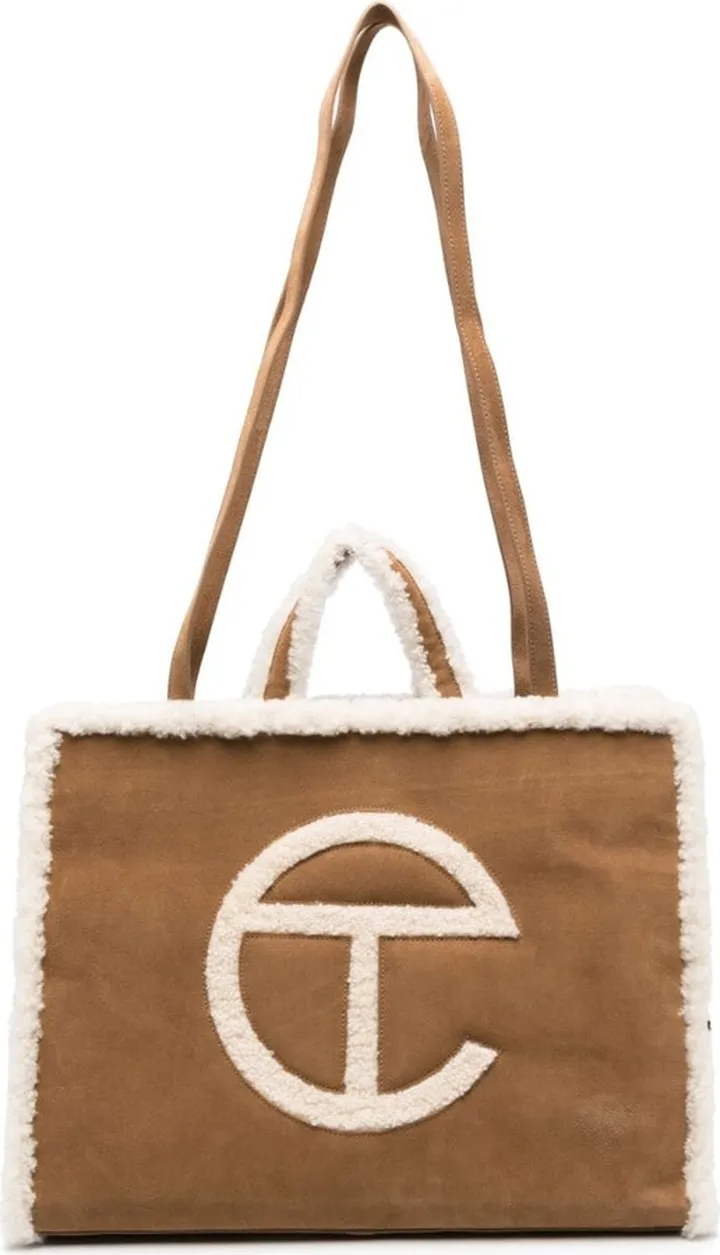 x TELFAR shearling-trim large tote bag
