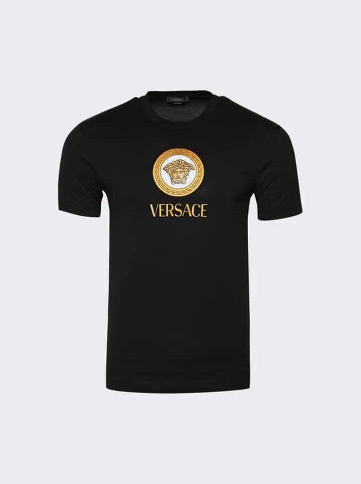 Embroidered Medusa Logo T-shirt Black