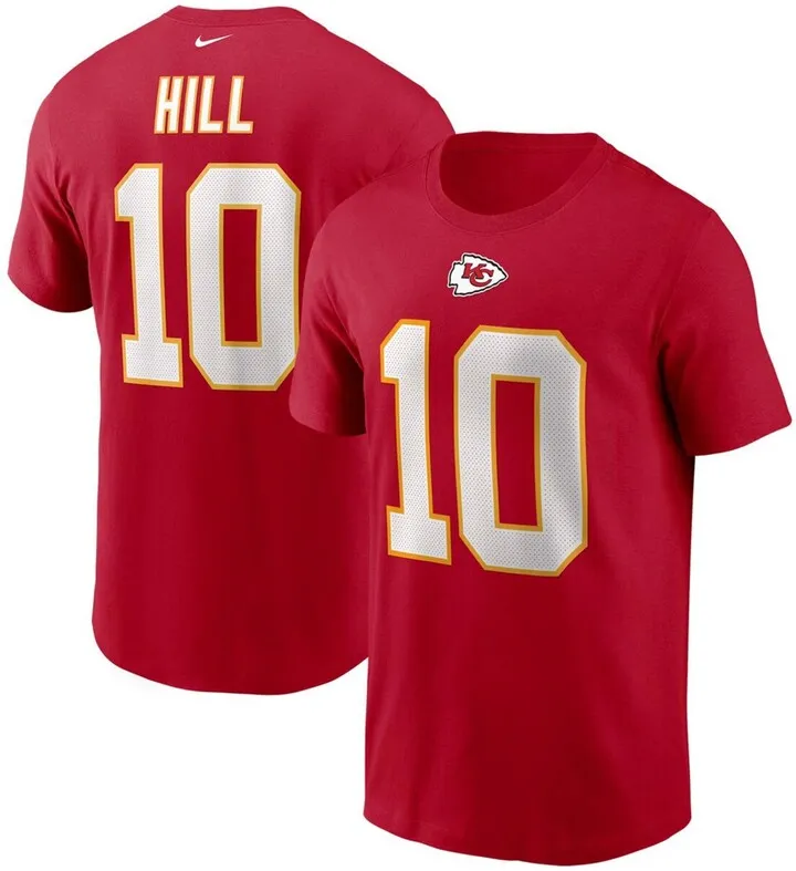 Men's Tyreek Hill Red Kansas City Chiefs Name and Number T-shirt
