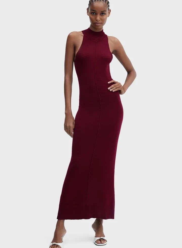 High Neck Knitted Dress