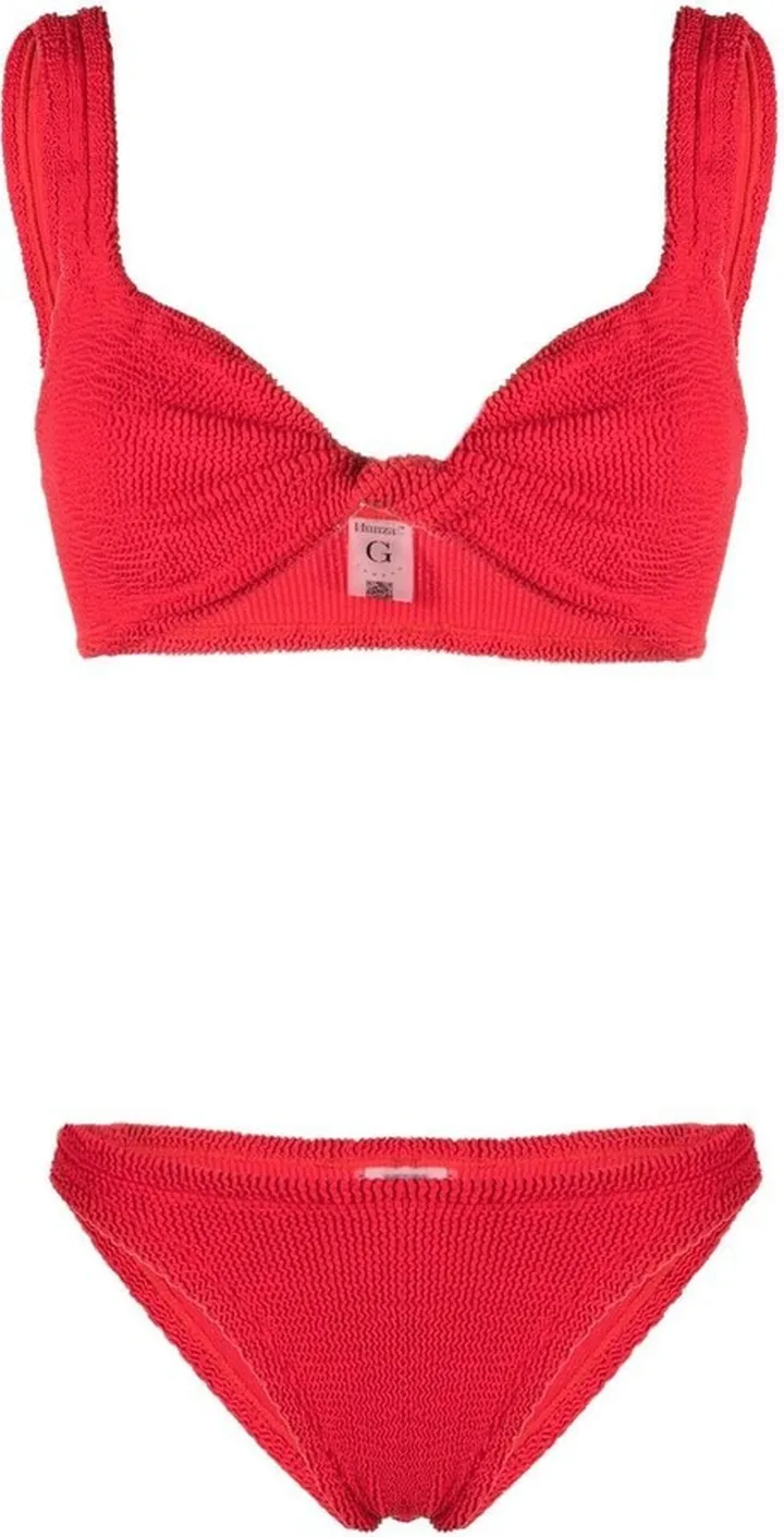 Twist-detail crinkle bikini set