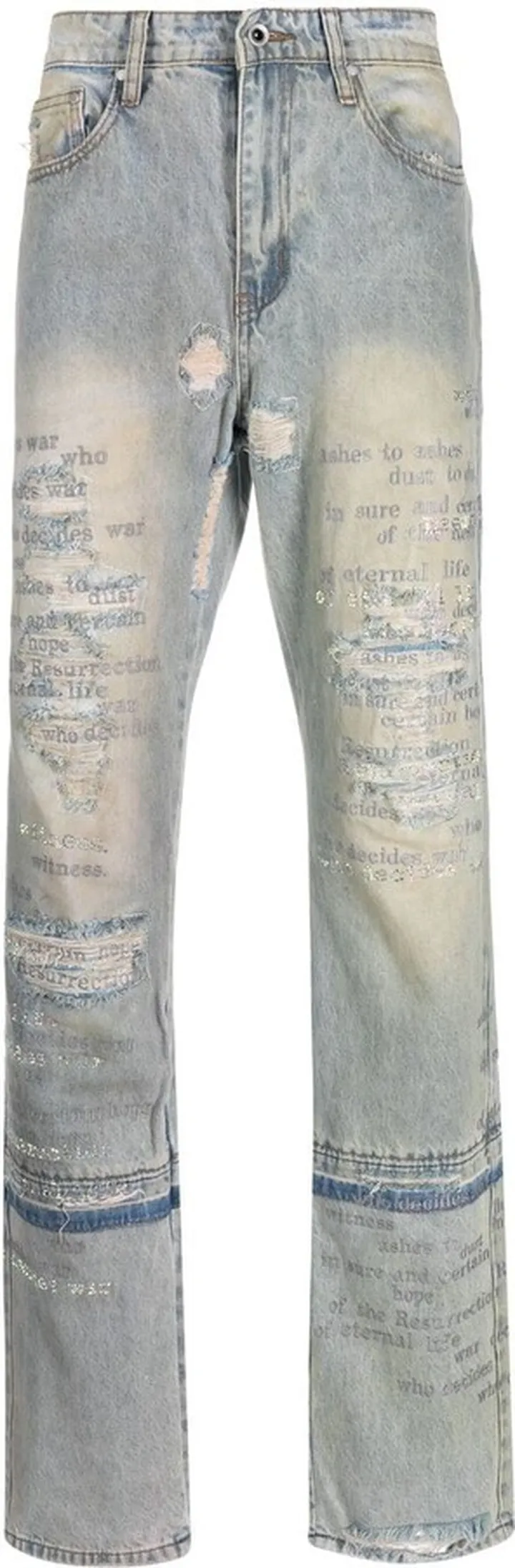 Distressed Straight-Leg Jeans