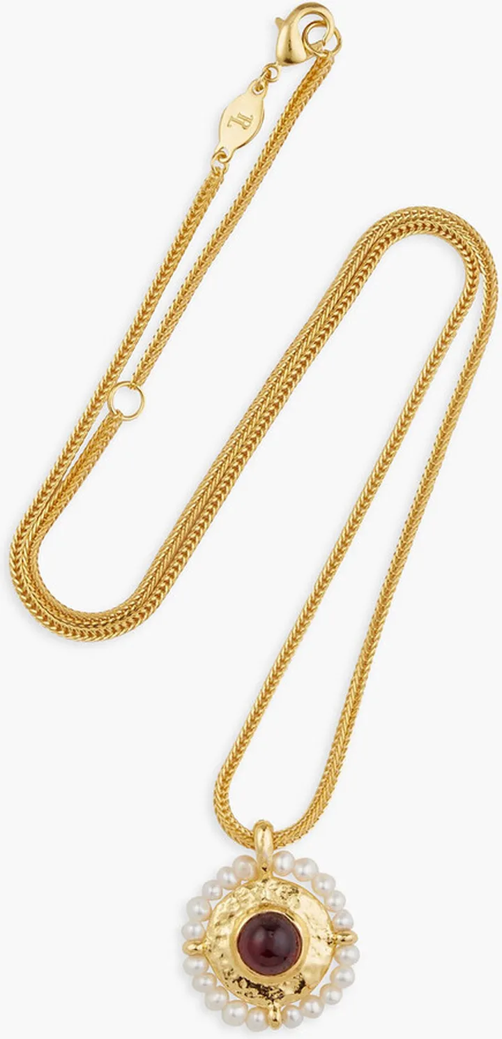 Gold-plated pearl and stone necklace