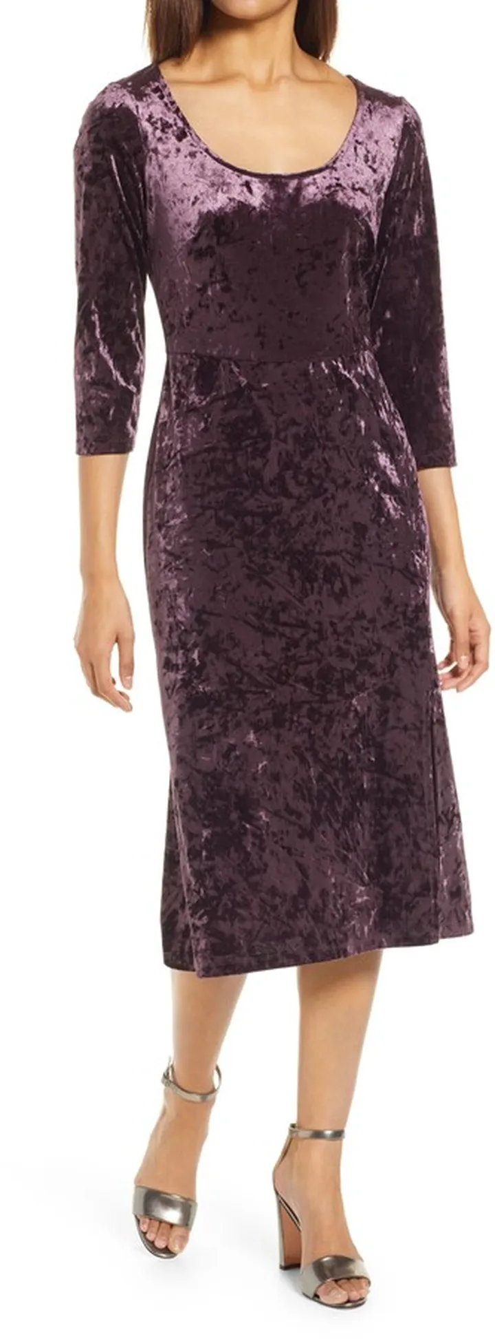 Long Sleeve Velvet Midi Dress