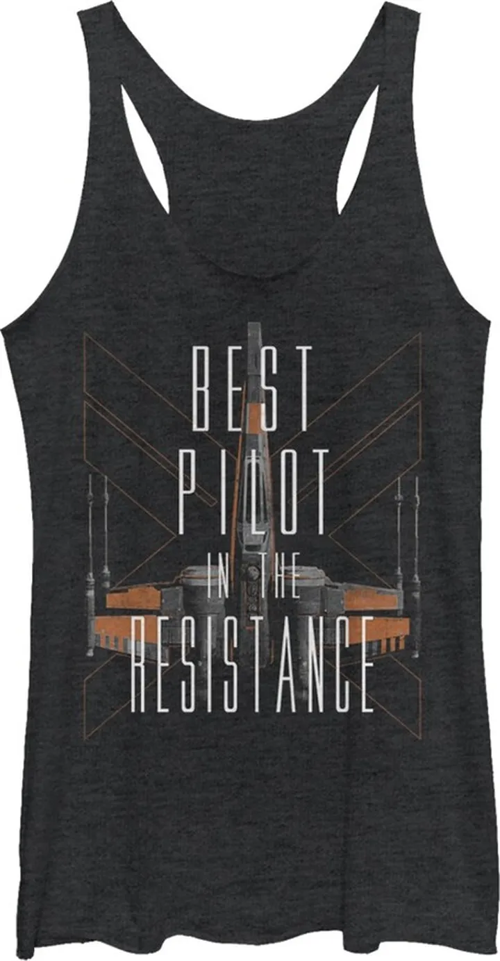 Women's Star Wars The Force Awakens Best Pilot in the X-Wing Racerback Tank Top - Black Heather - Small