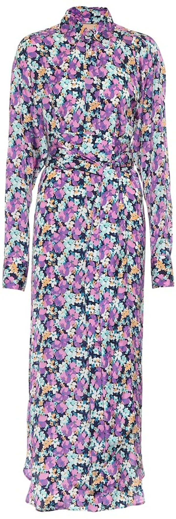 Floral crepe de chine shirt dress