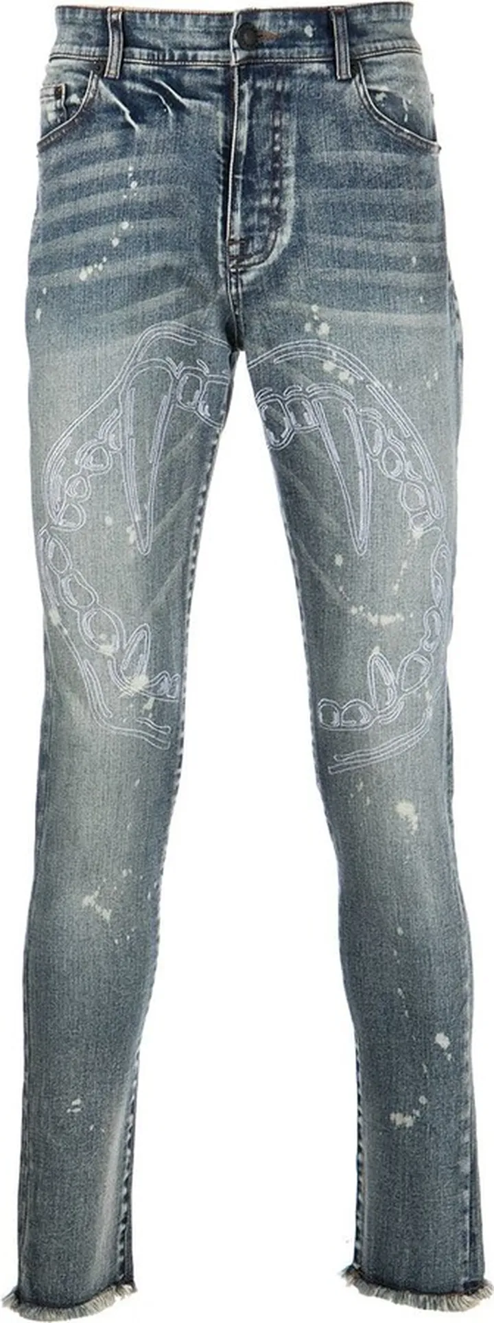 Fang Lips-Print Skinny Jeans