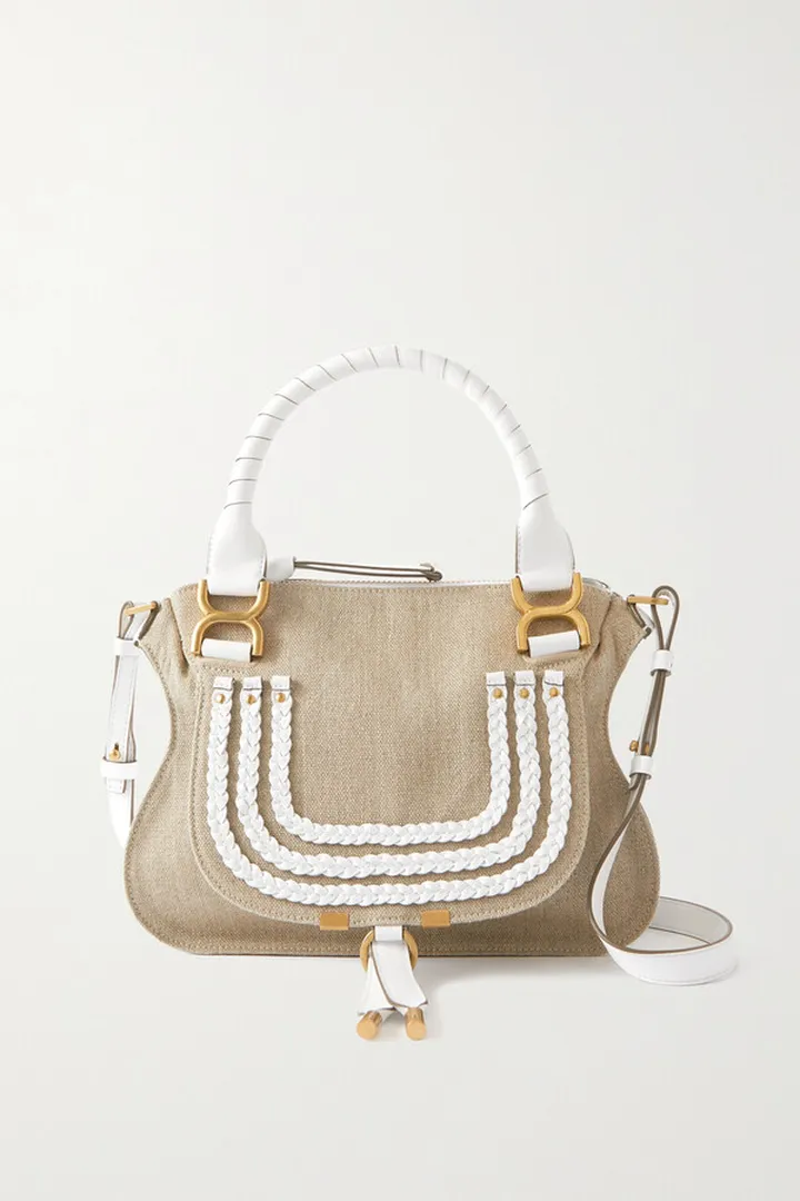 Chloé - Marcie Small Leather-trimmed Linen Tote - White