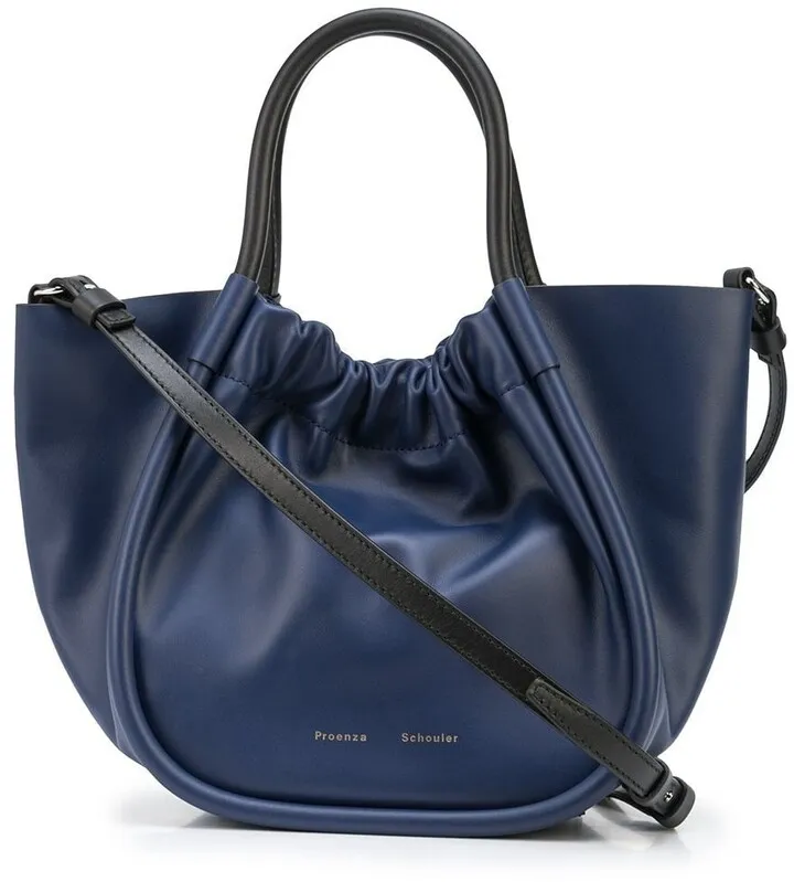 Small Ruched Leather Tote Bag