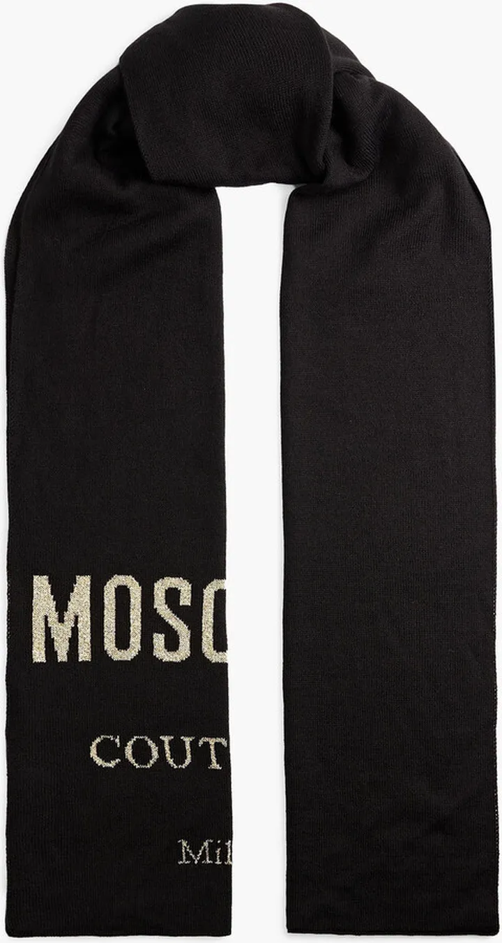 Metallic jacquard-knit scarf