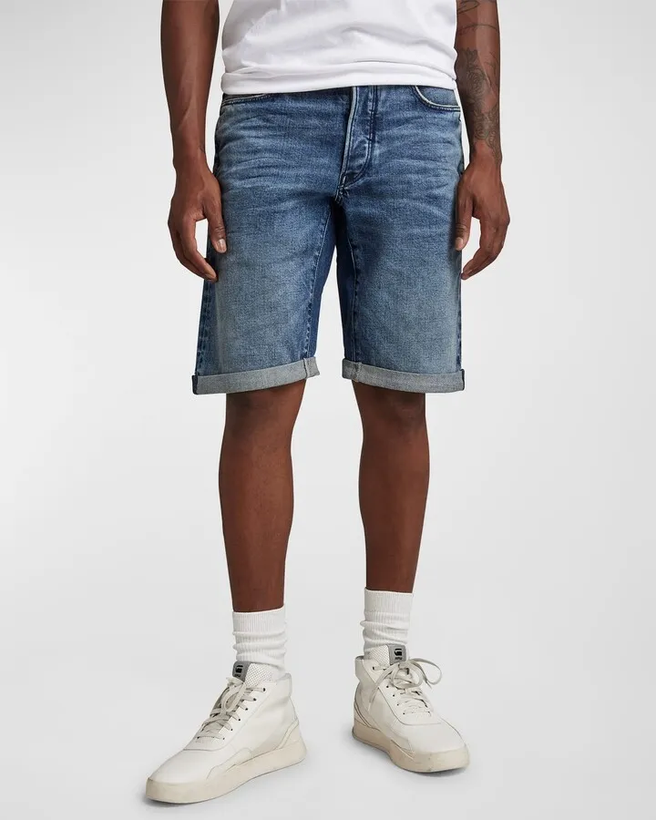 Men's D-Staq 3D Faded Denim Shorts