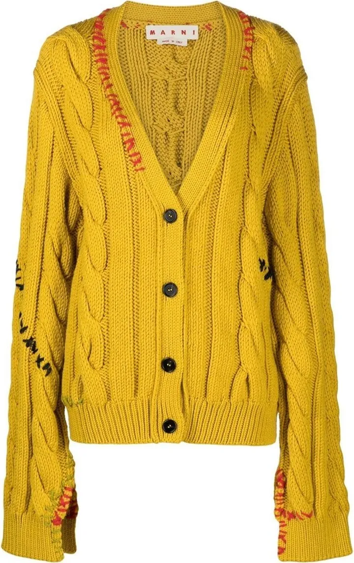 stitch-embellished V-neck cardigan