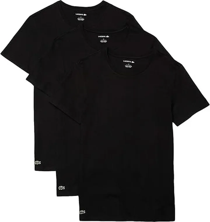 Lacoste 3-Pack Crew Neck Slim Fit Essential T-Shirt (Black) Men's Clothing