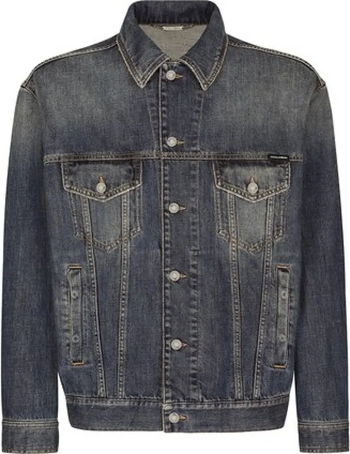 Stretch light blue wash denim jacket