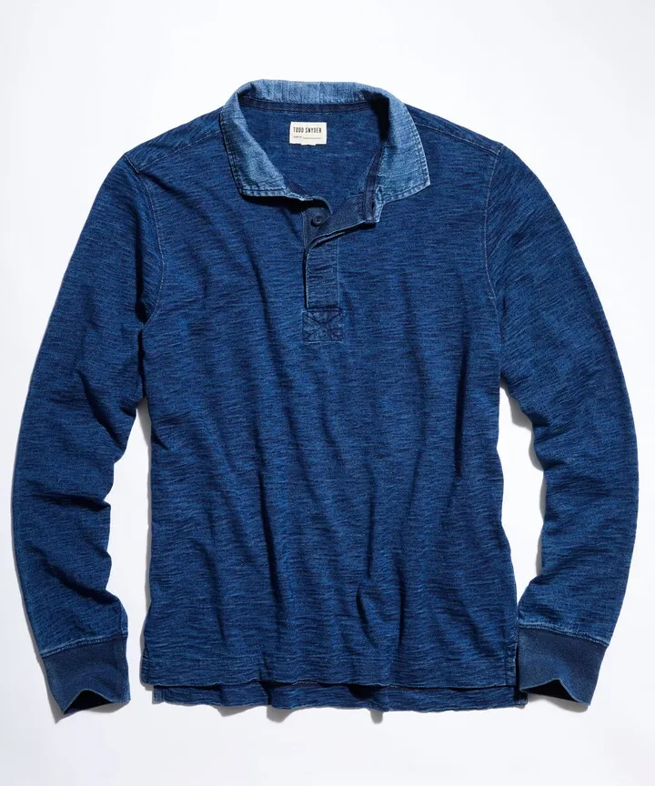 Medium Indigo Longsleeve Rugby Polo