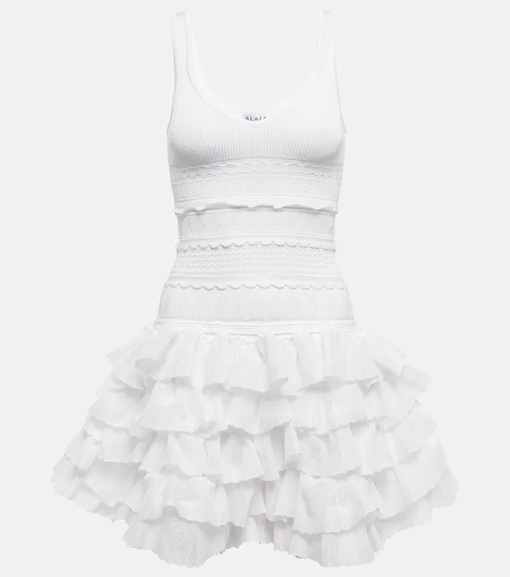 Ruffled knit minidress