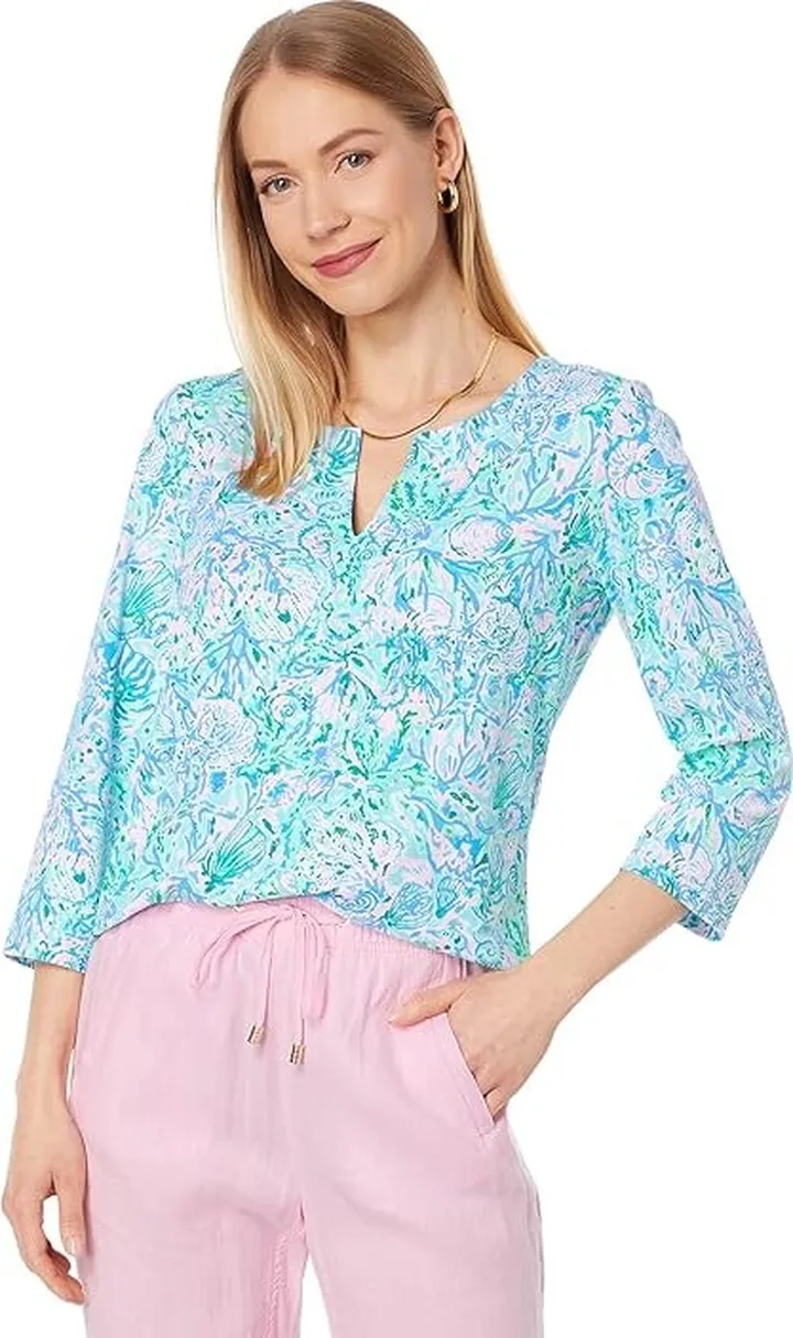 Lilly Pulitzer UPF 50+ Karina Tunic (Surf Blue Soleil It On Me) Women's Clothing