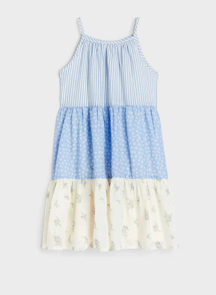 Kids Color Block Printed Midi Dress