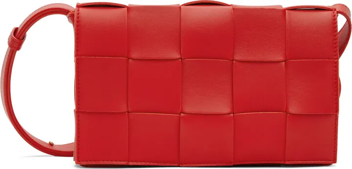 Bottega Veneta Red Small Intreccio Cassette Bag