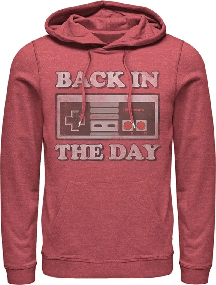 Men's Nintendo Back in Day NES Controller Pull Over Hoodie - Red - Small