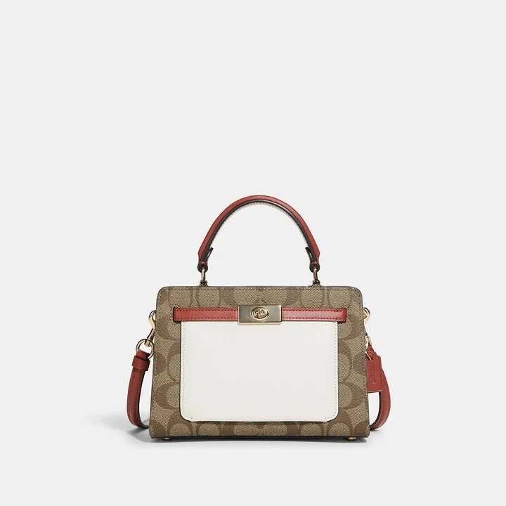 Mini Lane Top Handle In Colorblock Signature Canvas
