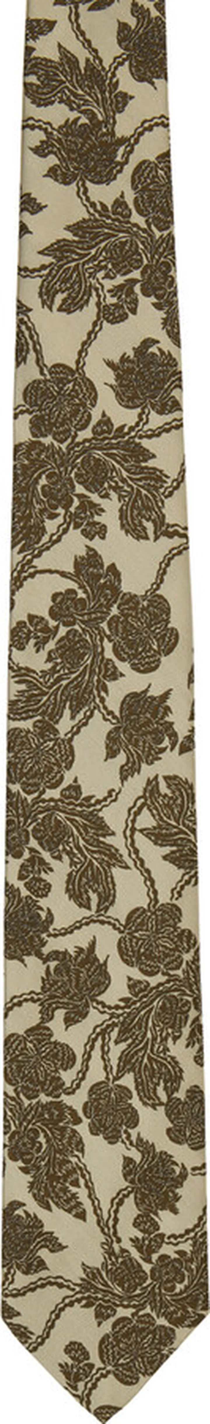 Dries Van Noten Beige & Brown Floral Tie