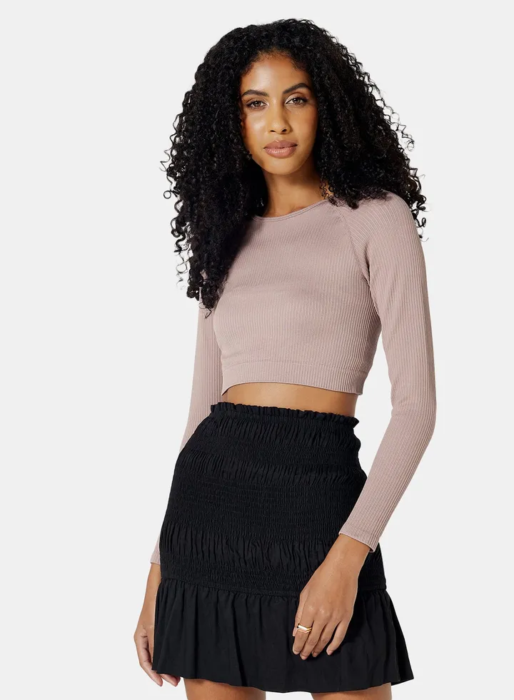 Solid Cropped T-Shirt Malva