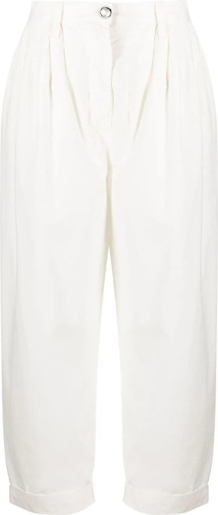 Pleat-Detail Cropped Cotton Trousers