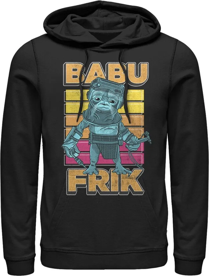 Men's Star Wars: The Rise of Skywalker Babu Frik Pop Art Portrait Pull Over Hoodie - Black - 2X Large