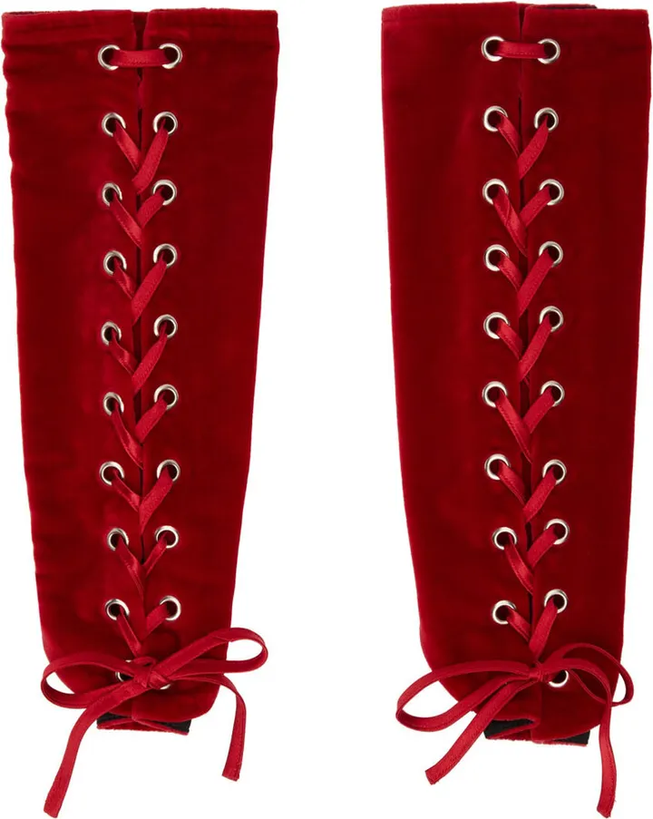 Chopova Lowena Red Velvet Lace-Up Sleeves