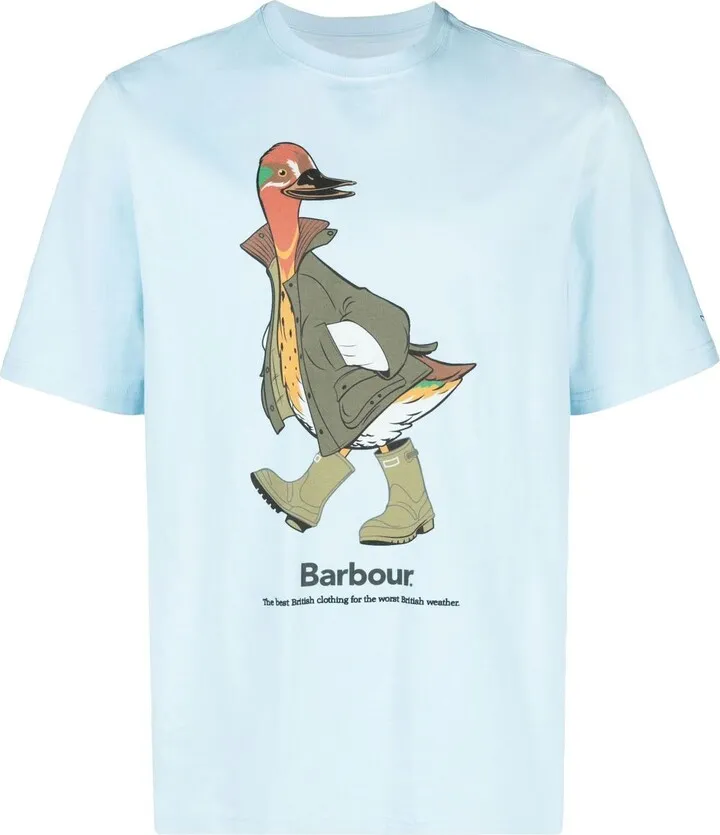 X NOAH Blue Duck Print T-Shirt