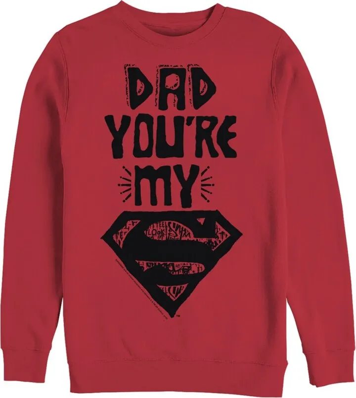 Men's Superman Father's Day Dad My Hero Sweatshirt - Red - Small