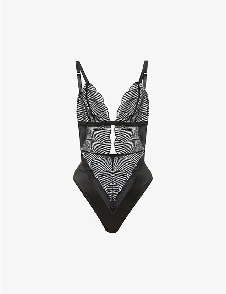 Coco DE er Womens Black Athena Semi-sheer Stretch-woven Body