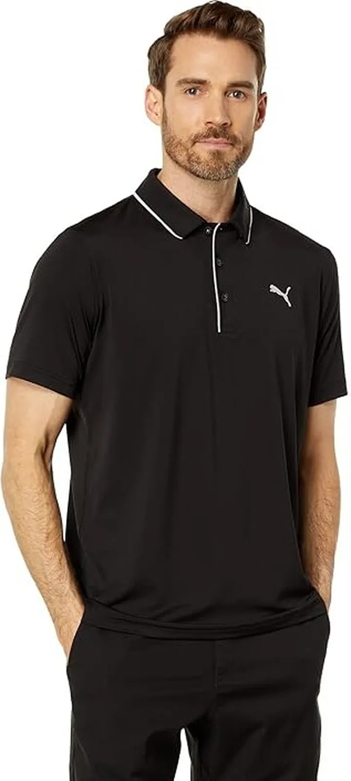 PUMA Golf MATTR Bridges Polo (Puma Black) Men's Clothing