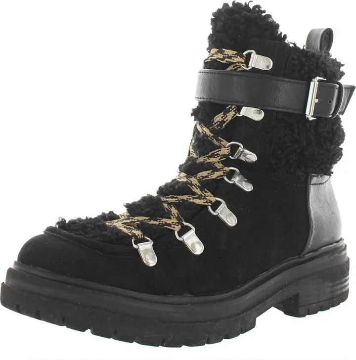 Gretchen Womens Faux Leather Combat Boots