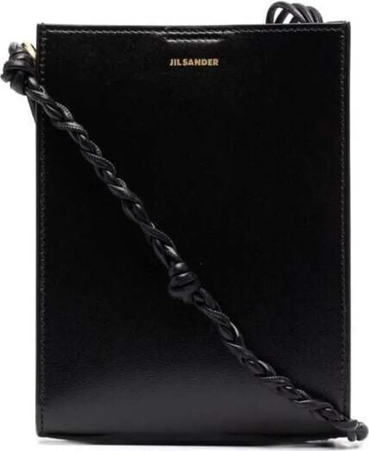 Black Tangle Bag With Logo In Leather Woman