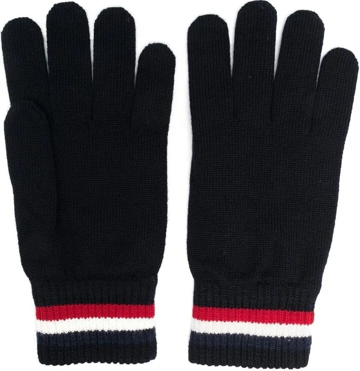 Stripe-Cuff Knitted Gloves