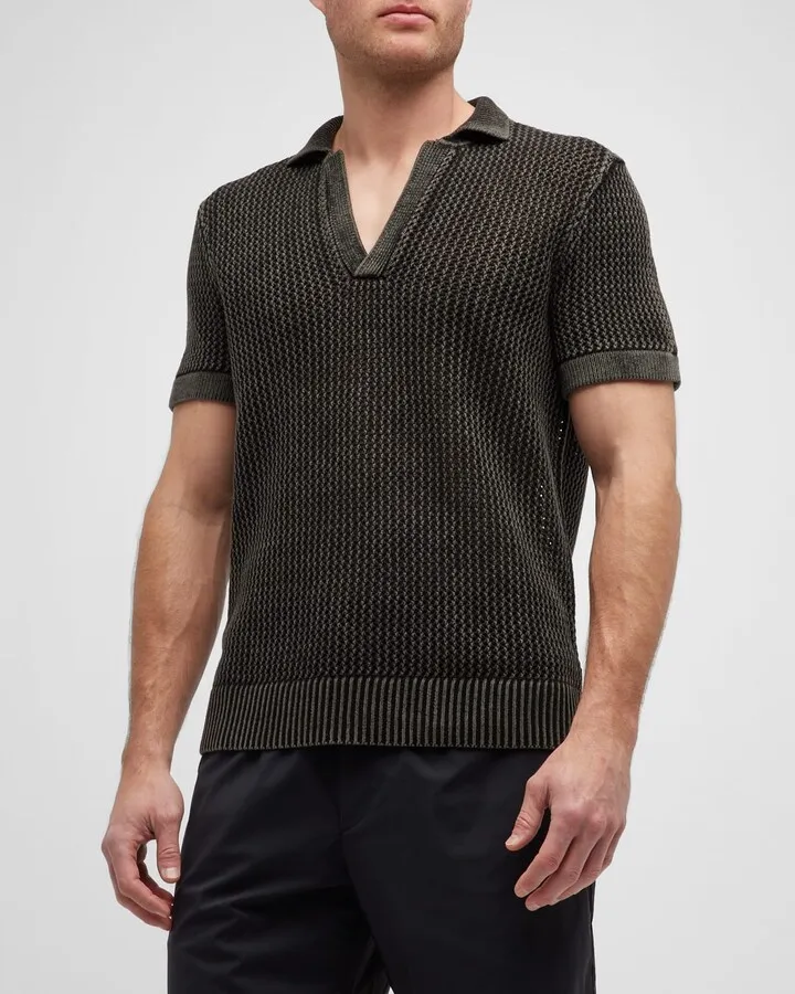 Men's Loose Knit Polo Shirt
