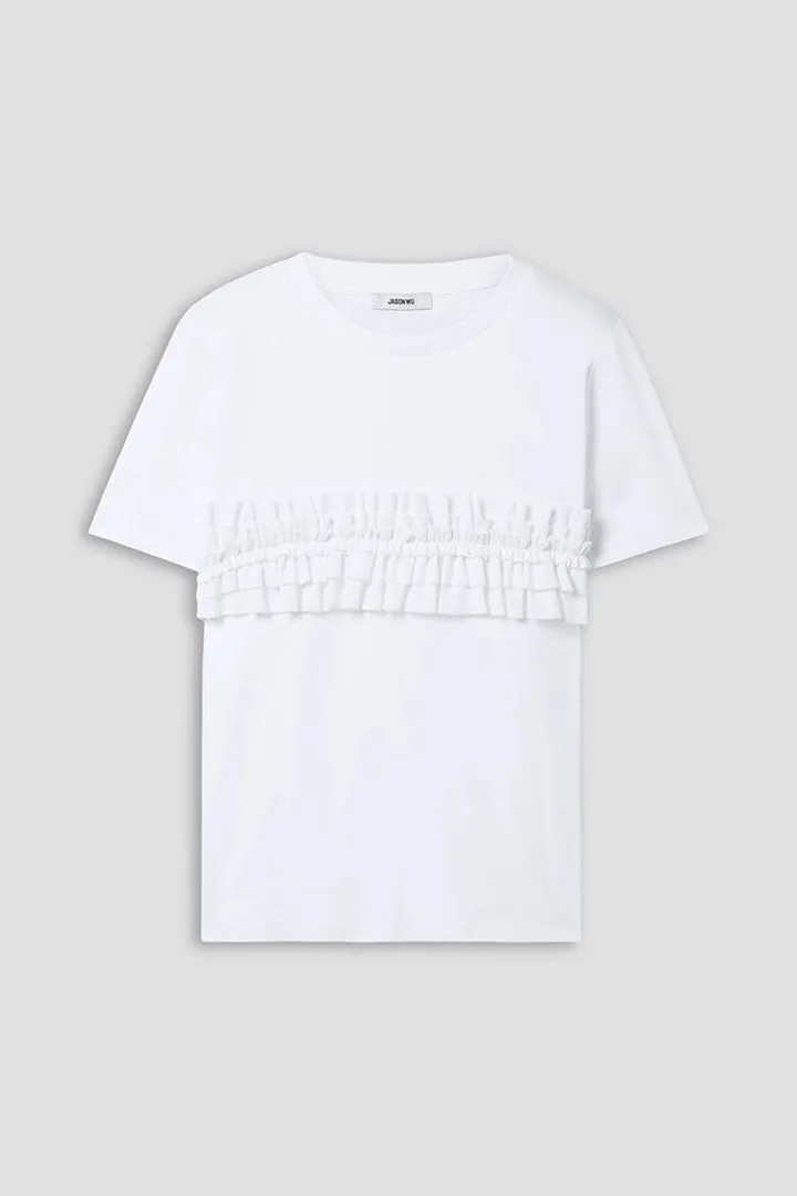 Ruffled cotton-jersey T-shirt