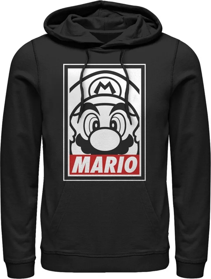 Men's Nintendo Mario Close Up Pull Over Hoodie - Black - Small