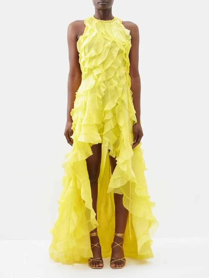 Wonderland Ruffled Linen-blend Gown