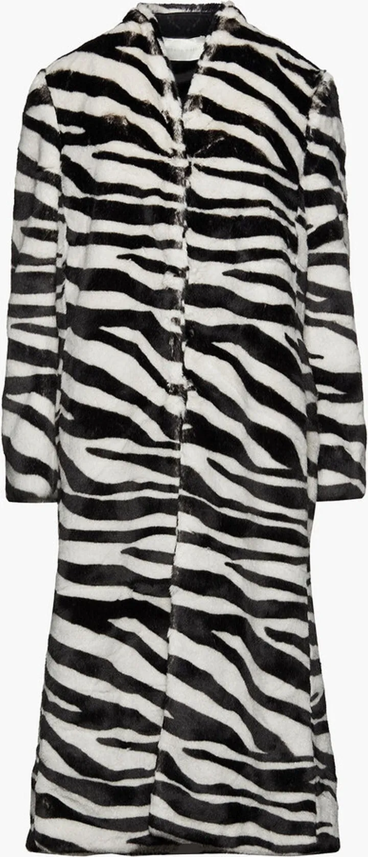 Zebra-print faux fur coat