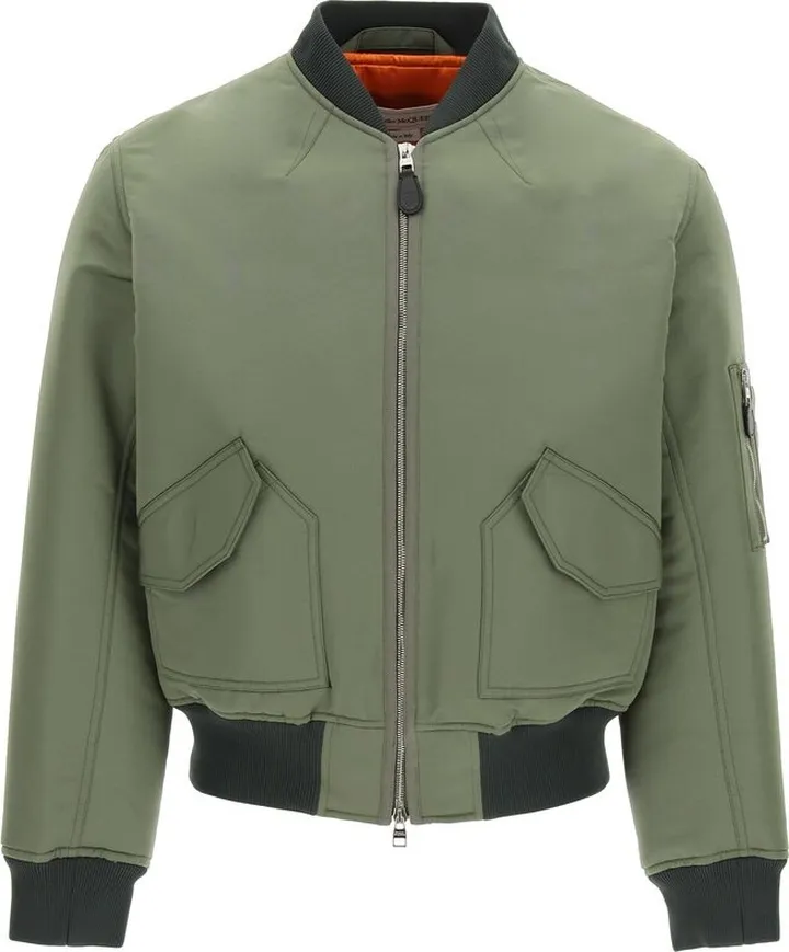 Alexander McQueen Logo Printed Zipped Bomber Jacket
