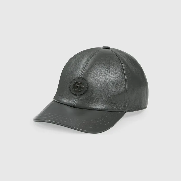 Leather baseball hat with Double G