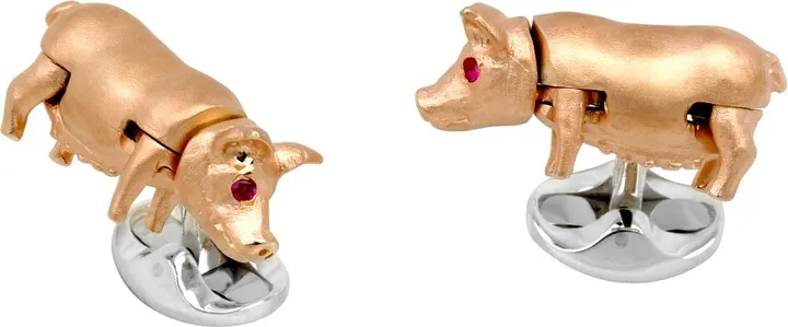 Deakin & Francis - Deakin & Francis Sterling Silver Wiggling Pig Cufflinks