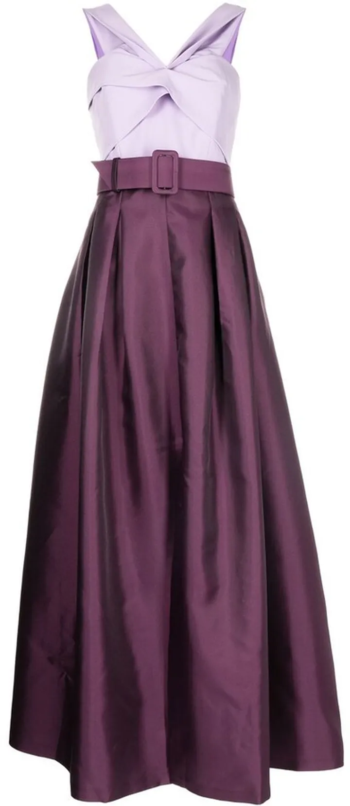 Belted Two-Tone Maxi Dress