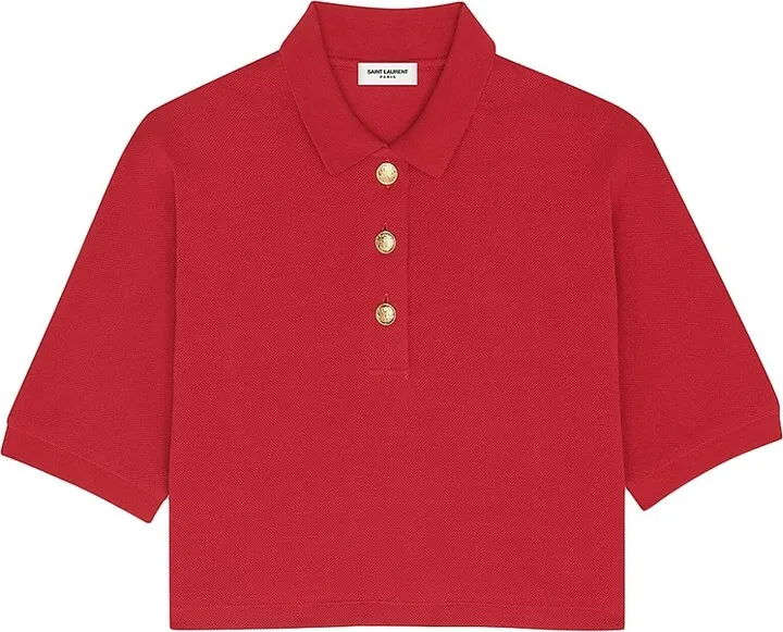 Cropped Polo Shirt in Cotton Pique